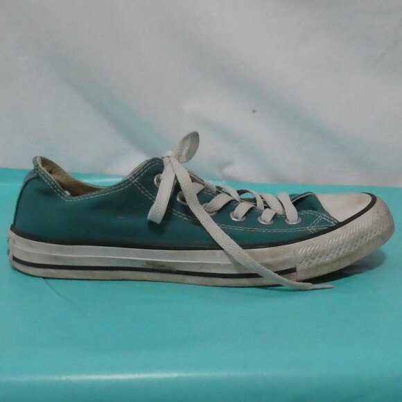 CONVERSE ALL STAR | men 5.5 - women 7.5 | Unisex Green and White Lace Up Sneaker - Picture 2 of 11